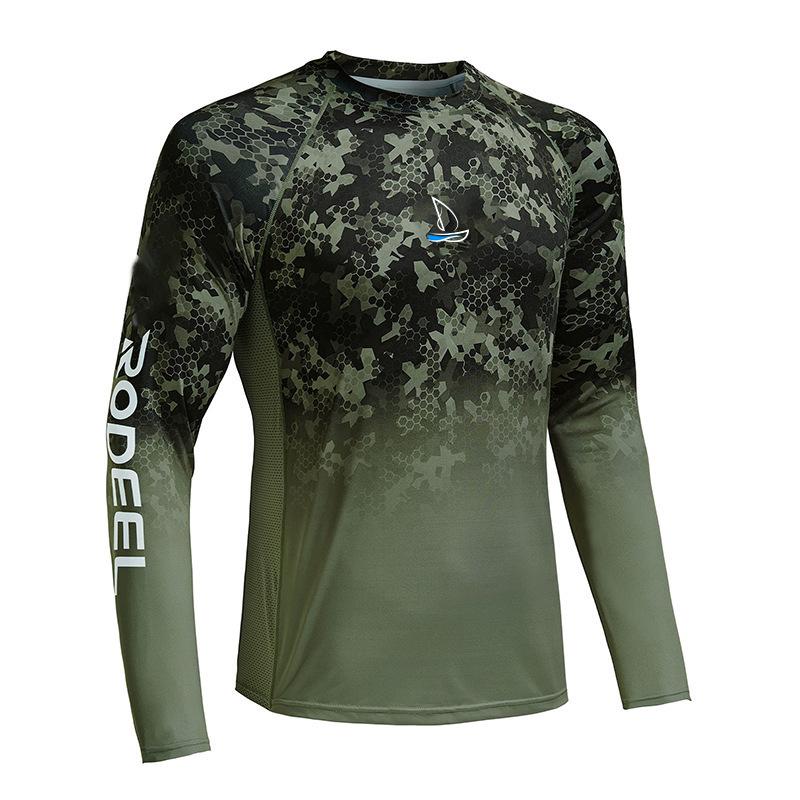 European and American cross-border outdoor fishing men's T-shirt camouflage long-sleeved fast-drying breathable fishing T-shirt casual sports long