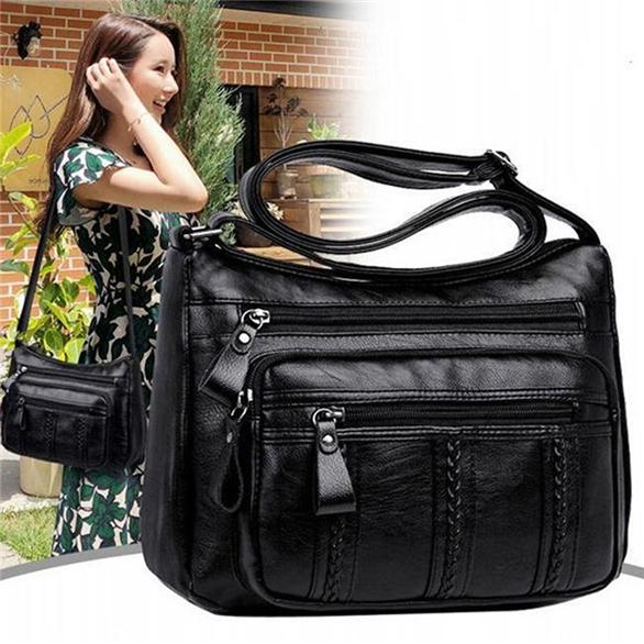 Women Travel Messenger Bags Lightweight Multi-Layer Classic Shoulder Bag Soft Surface Vintage Crossbody Purse