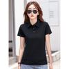 Летняя новая корейская стильная приталенная футболка с отложным воротником и пуговицами, с коротким рукавом, женская рубашка, простая модная маленькая рубашка