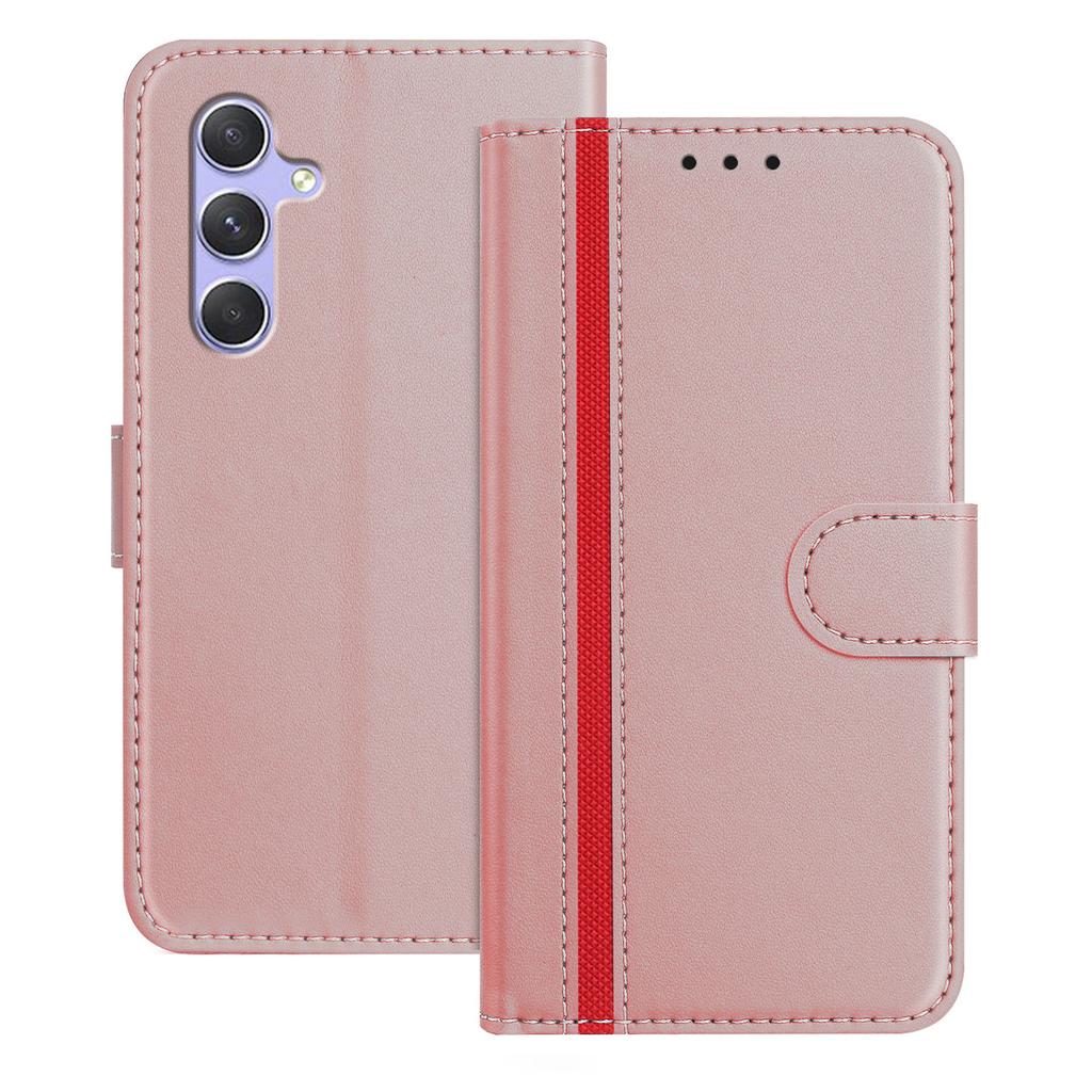 For Samsung Galaxy A54 5G Phone Cases Wallet Stand Color Splicing Leather Cover with Magnetic Clasp