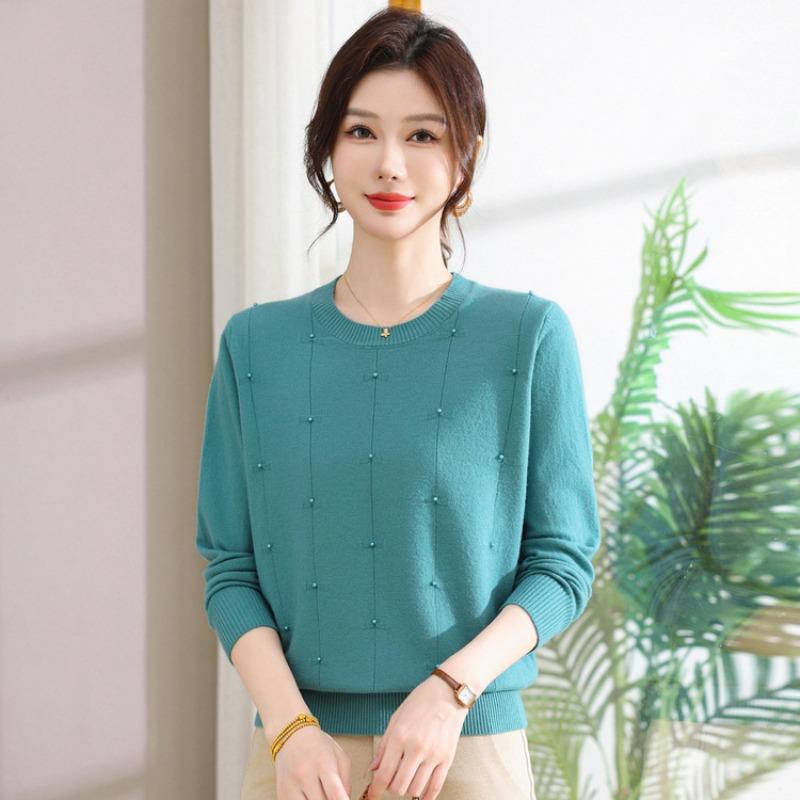 New Middle-aged and Elderly Women's Spring, Autumn and Winter Long-sleeved Mother Sweater Shirt Loose Large Size Middle-aged Knitted Sweater