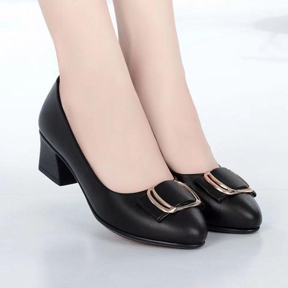 Fashion Shoes for Woman 2024 Normal Leather Casual with Medium Heels Women's Summer Footwear Square E Discount Slip on Sale Chic Point A