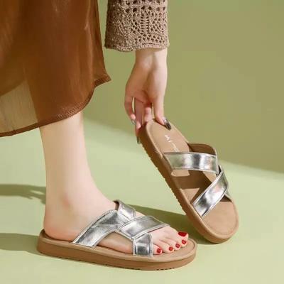 2024 Новый стиль Универсальные популярные высококачественные женские тапочки с открытым носком Плоские удобные однотонные простые женские туфли