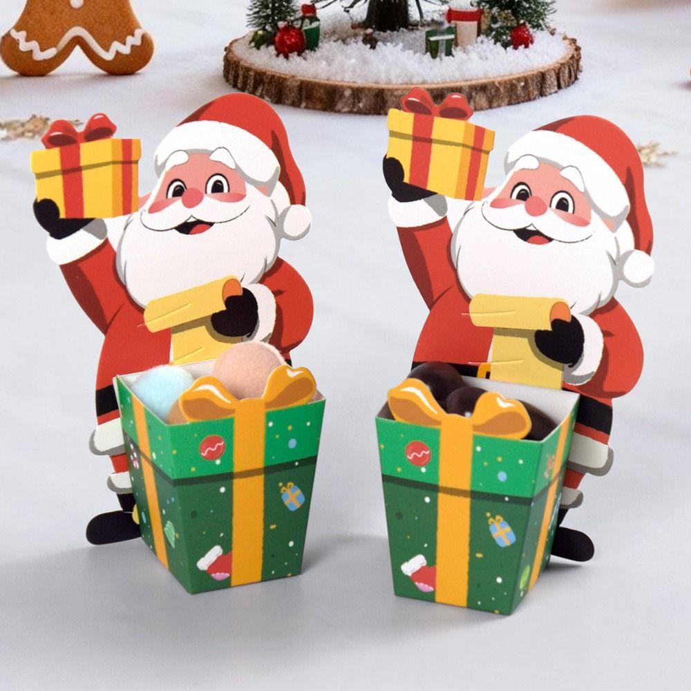 10PCS Cartoon Santa Xmas Tree Christmas Gift Boxes Party Decorative Boxes Holiday Ornament