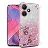 Чехол для телефона Infinix Hot 30 30i 30 Play Flash Pink Flower Прозрачный противоударный защитный чехол с роскошным бриллиантовым сиянием