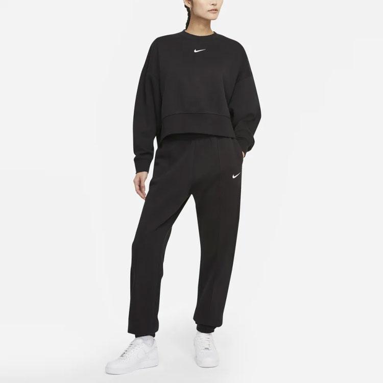 Nike Коллекция спортивной одежды Essentials, вязаный пуловер на флисовой подкладке, женский свитер, черный DJ7666-010