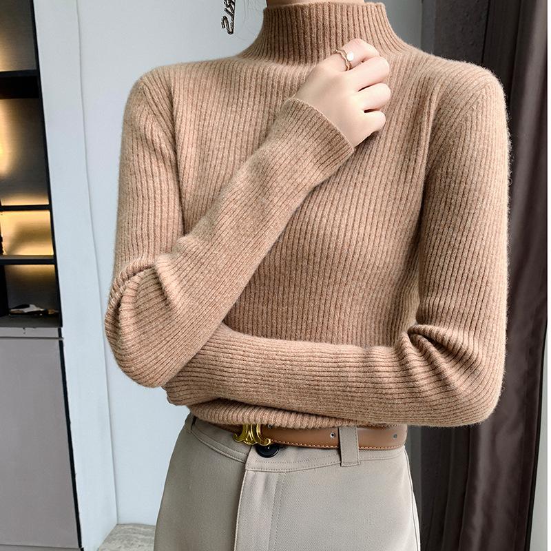 YYFS Women's Fashion Casual Solid Color Print Autumn Winter Long Sleeve Half Turtleneck Pullovers & Long Sleeves