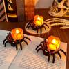 12pcs Halloween Spider LED Electronic Candle Light Black Decoration Lamp Holiday Home Party for Yard Haunted House Decor