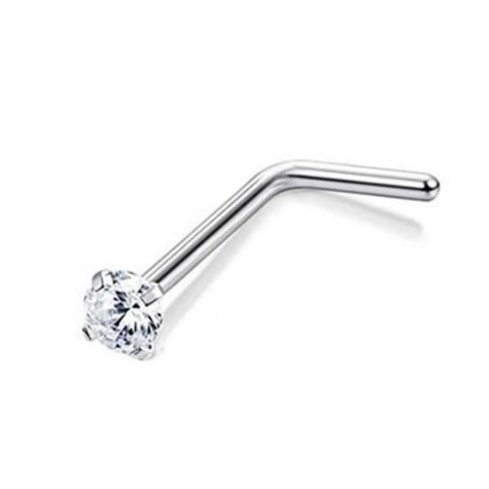 1 шт. изысканное полирующее кольцо в носу в форме номера из титановой стали с кубическим цирконием