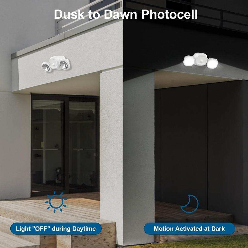 Battery-Operated Motion Sensor Lights Outdoor, Wireless LED Flood with Detector Activated Security Lightfor Outside House Garage, Battery Operated