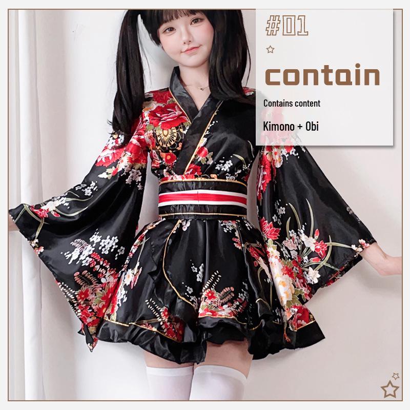 Women's Japanese Style Summer Kimono Cosplay Costume with Traditional Print
