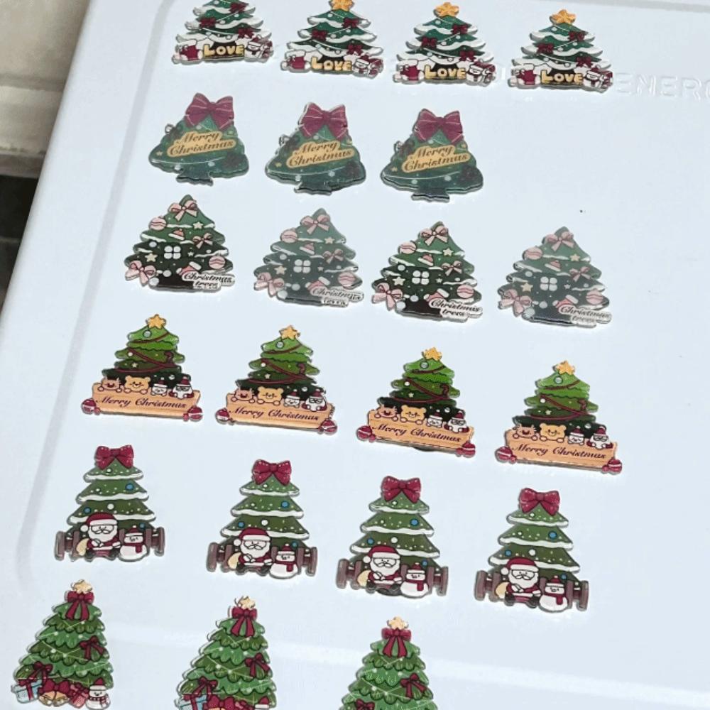 12Pcs/Set Christmas Tree Fridge Magnets Cartoon Magnetic Stickers Xmas Refrigerator Magnets Holiday