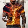 Lightning 3D Printed Short Sleeved T-shirt Summer Breathable Polyester Simple Round Neck Top