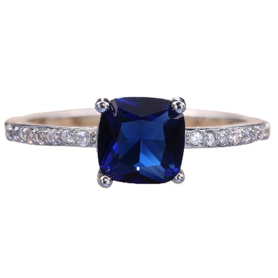 Женское кольцо с гальваническим покрытием, легкий квадратный цирконий, женское кольцо, ювелирный аксессуар