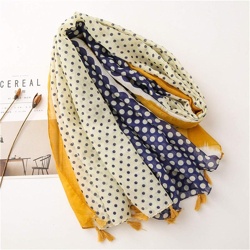 Designer Brand Women Scarf Classical Print Lady Shawls Cotton Feeling Soft Oversize Hijabs Neck Headband Tassel Foulard