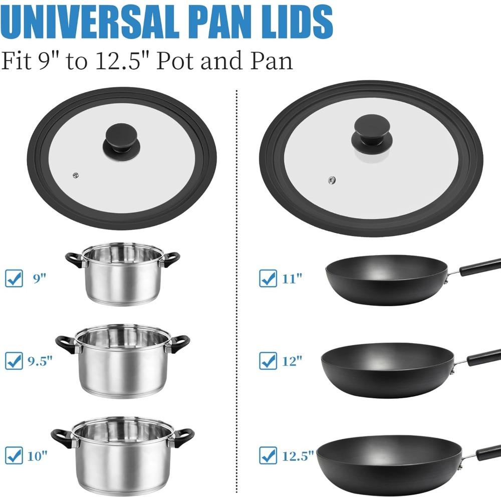 16-22-28-32 см Универсальная крышка для кастрюль, сковород и сотейников Крышка для кастрюли с термостойким силиконовым ободком и закаленным стеклом