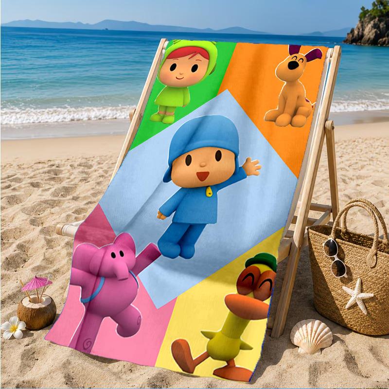 Pocoyo's Colorful Adventure Beach Towel, Quick-drying, Easy to Care for, Suitable for Both Fitness and Beach Vacations,Sports Essential