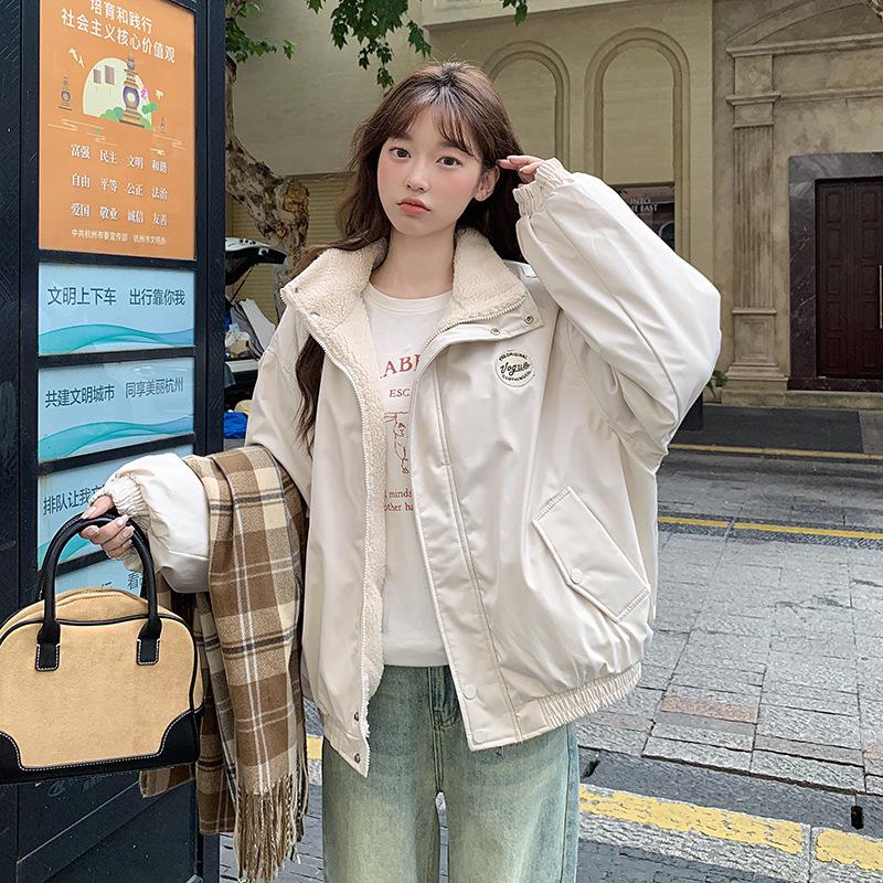 Winter Women's American Style Thickened Fleece Coat Jacket Casual Coat