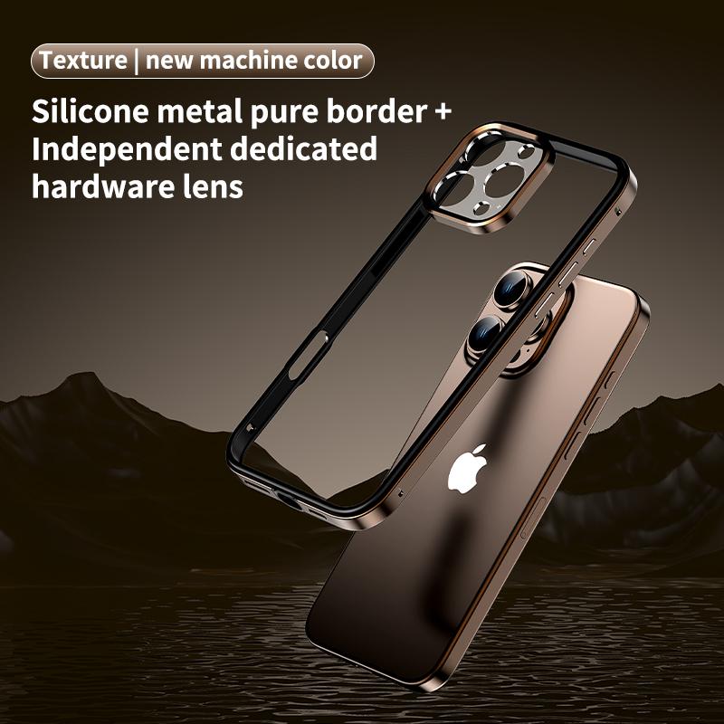 Алюминиевый сплав рамка роскошный тонкий чехол для iPhone 16 Plus 15 Pro Max 14 Pro 13 противоударный внутренний силиконовый чехол для телефона
