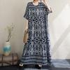 2025 Summer Plus Size Dress Women Casual Long Vintage Dress Loose Basic Cotton Bohemian Dress Maxi