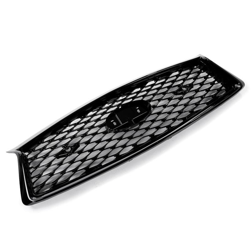 Glossy Black Front Grille Racing Grills Front Upper Bumper Hood Mesh Grid For Infiniti Q50 Q50S 2014- 2017 2018-2022