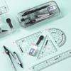 8Pcs/Set Measuring Ruler Pencil Compass Kit Multi-Function Drawing Stationery  Students
