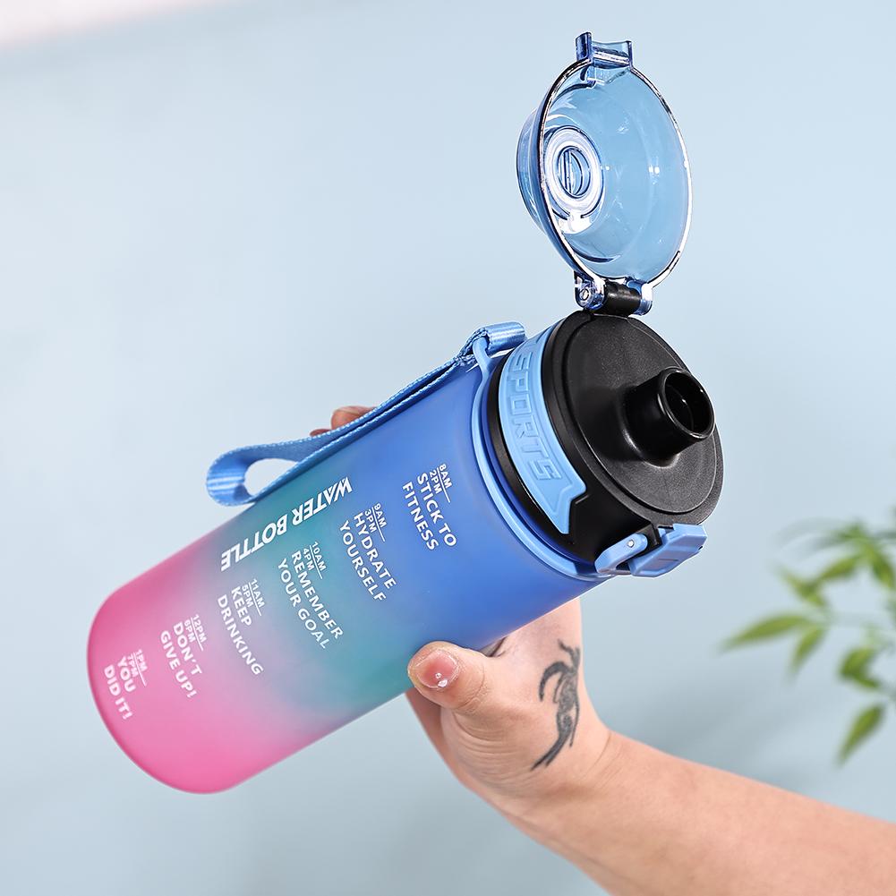 1 л мотивирующая бутылка для воды, герметичная градиентная матовая бутылка для питьевой воды с маркером времени для занятий спортом на открытом воздухе и фитнеса