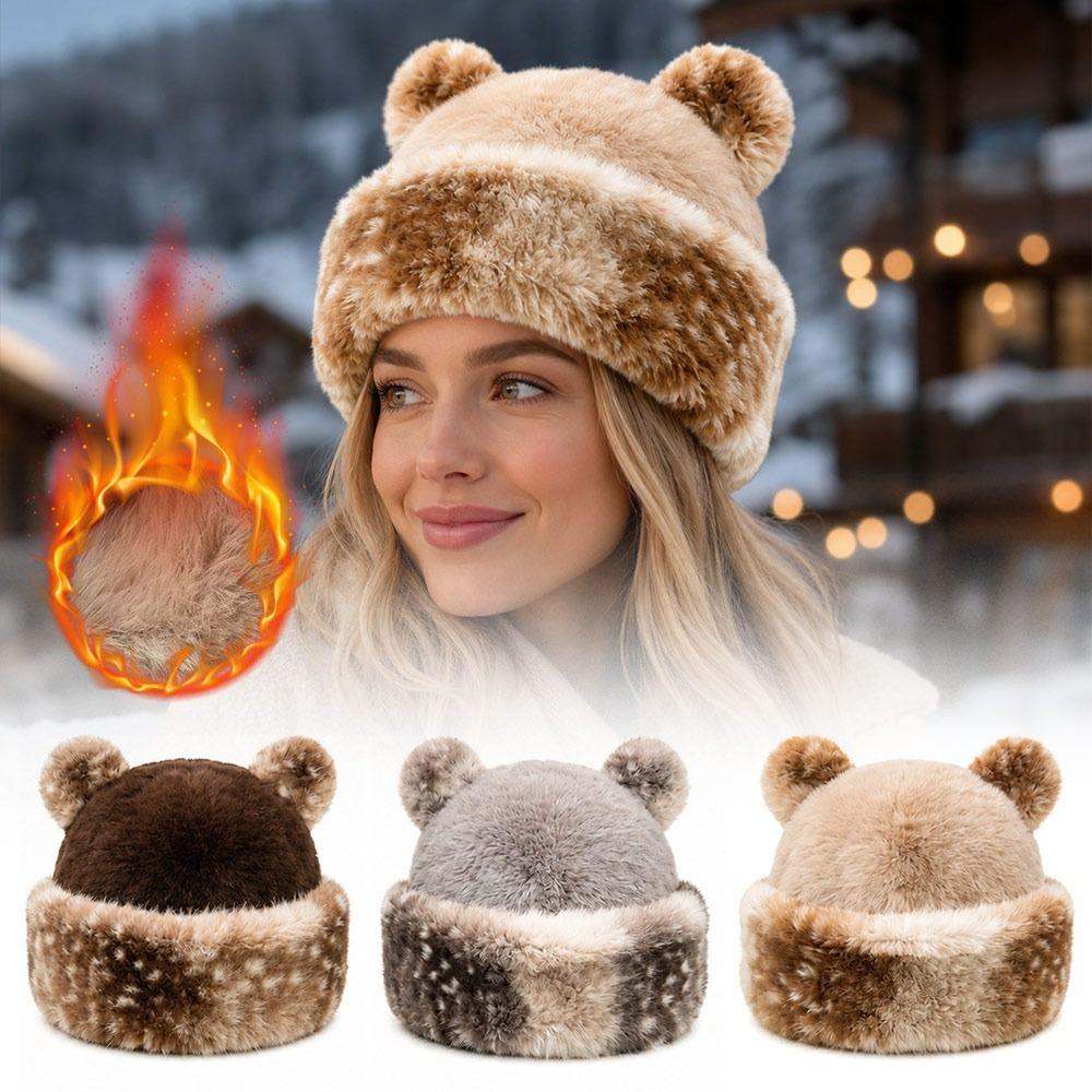 Warm Winter Hat Ear Protection Fluffy Panama Hat Fashion Hooded Beanie for Women