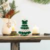 DIY Crochet Christmas Tree Kit Small Xmas Tree Craft Kit with Bow And Faux Pearl Handmade Holiday Decoration for Beginners