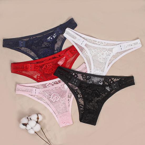 Chic Underpants Flower Embroidery Anti-septic Underwear Lace No Constraint Lady Briefs Women Garment