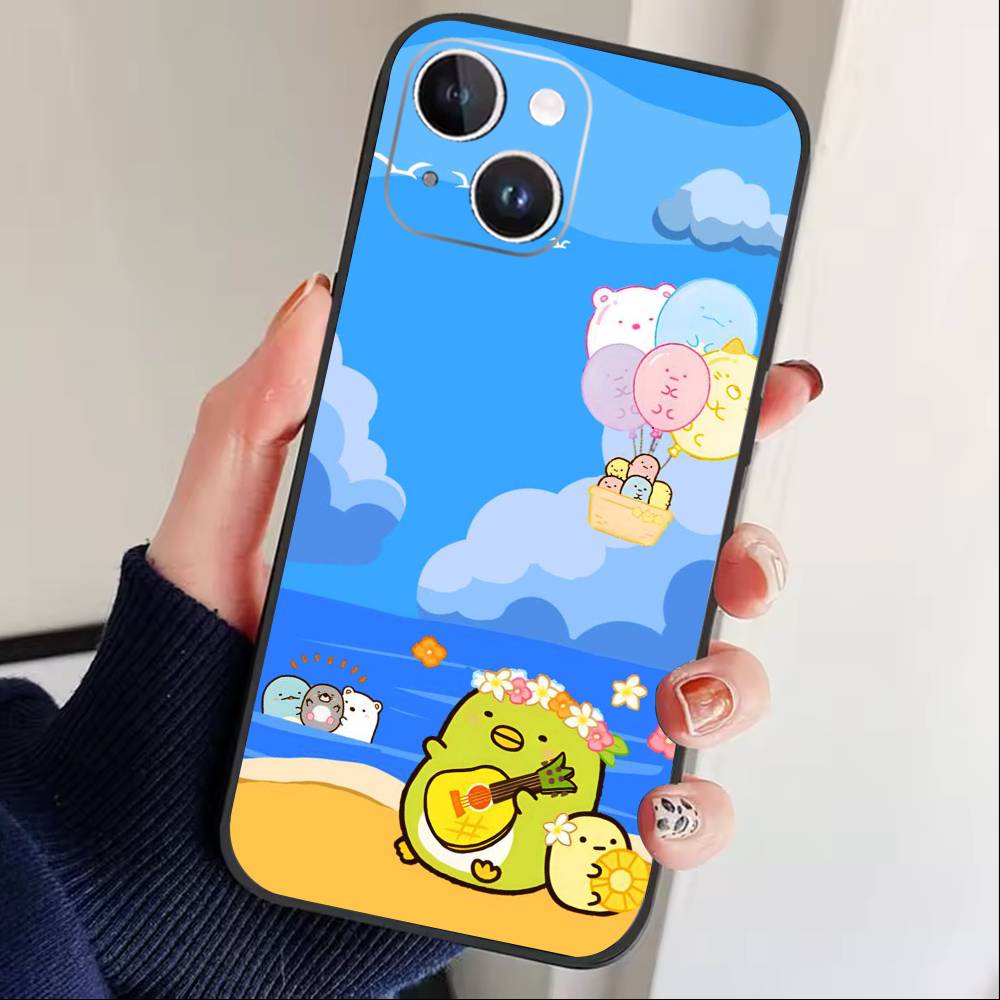 S-Sumikko Gurashi Phone Case For iPhone 16,15,14,13,12,17,Pro Max,Plus Silicone Black Case