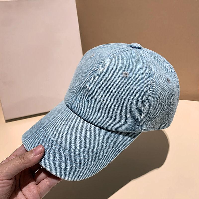 Vintage Solid Color Denim Baseball Cap Versatile Washed Minimalist Style Duckbill Cap Face Slimming Unisex Street Sun Hat