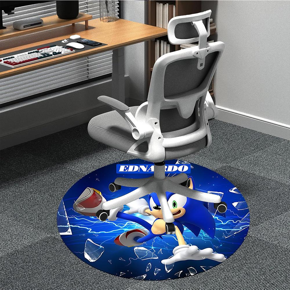1 шт. Круглый коврик Sonic Ednardo для офиса - Идеально подходит для декора офиса или кабинета, Машинная стирка, Нескользящая основа, Декоративный коврик для пола