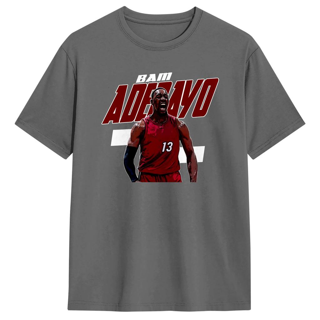 Bam Adebayo 13 Футболка Унисекс Чистый Хлопок Новинка Футболка Круглый Вырез Футболка с Короткой Рукавой Одежда Лето