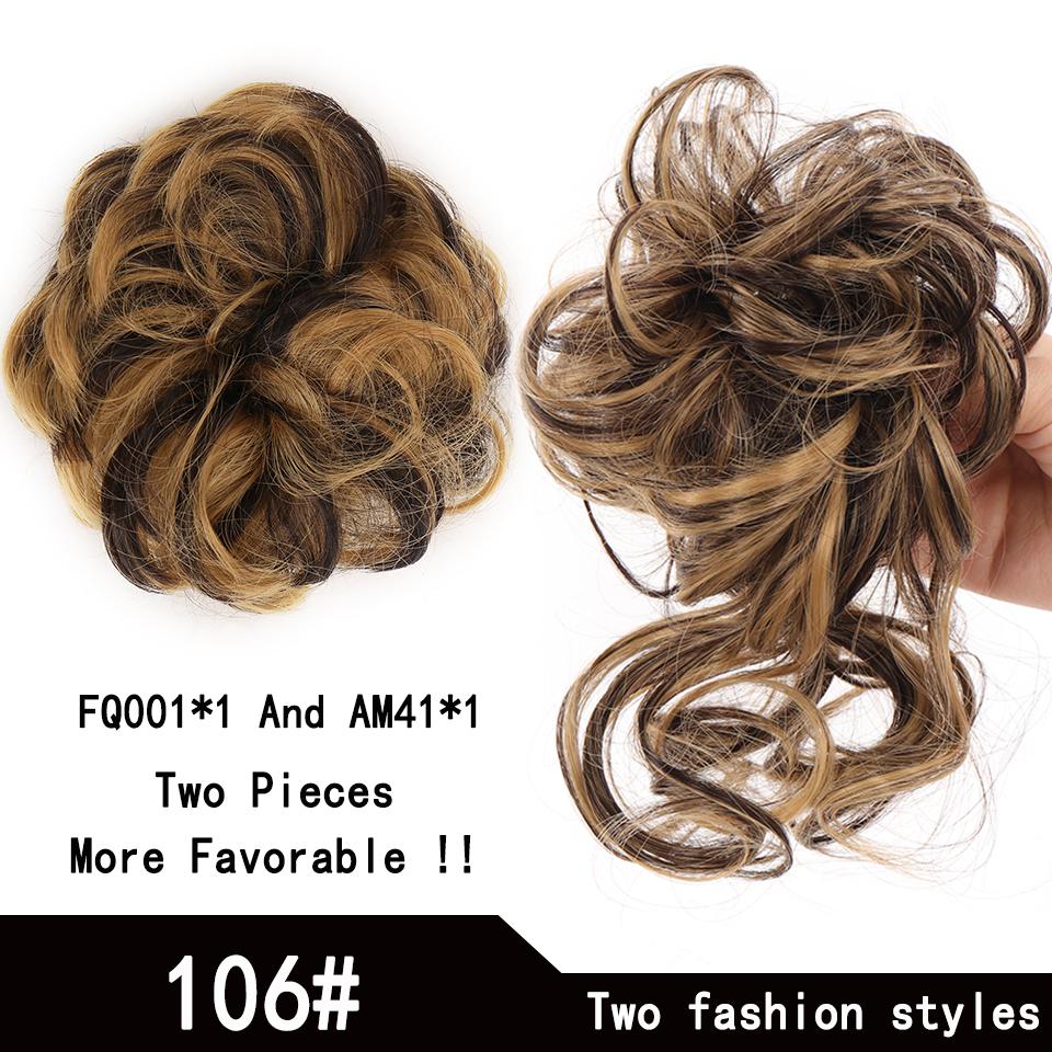 Short Messy Fluffy Chignon Donut Hair Bun Pad Elastic Hair Rope Rubber Band Synthetic Ponytail Hair Extension
