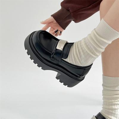 Модные черные французские туфли на высоком каблуке, женские, новые весенне-осенние туфли 2025 года, туфли-лоферы в британском стиле с одной педалью