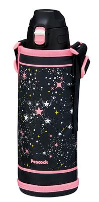 Peacock Water Cold Vacuum Thermal Thermal Insolation Direct поставляется с полностью нержавеющей сталью Pink Star PS Бутылка Peacock, 1 л, для хранения, структура, One-Touch,