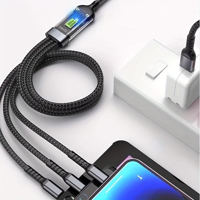 3 шт. Кабель для мультизарядки 3 в 1 Мульти-USB зарядное устройство Кабель для быстрой зарядки Нейлоновая оплетка Многопортовый адаптер для зарядки с портами Type C Micro USB