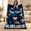 Blue Lock Custom Name Fleece Blanket Personalized Soft Cozy Throw Blanket Customized Gift for Birthday Christmas