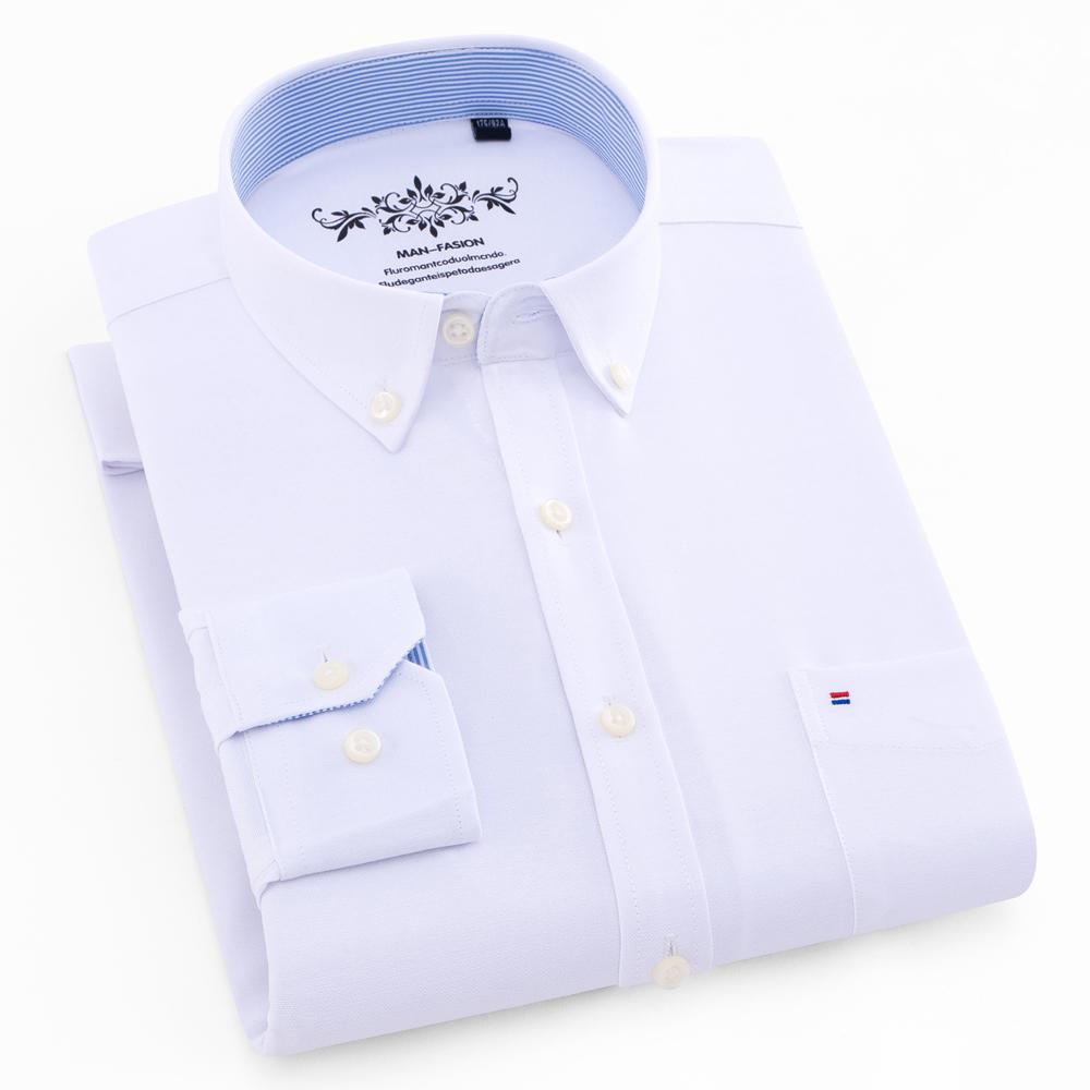 Мужская модная рубашка Oxford с длинным рукавом из хлопковой смеси — дышащая, высшего качества, застегивается на пуговицы — идеально подходит для деловых и официальных мероприятий