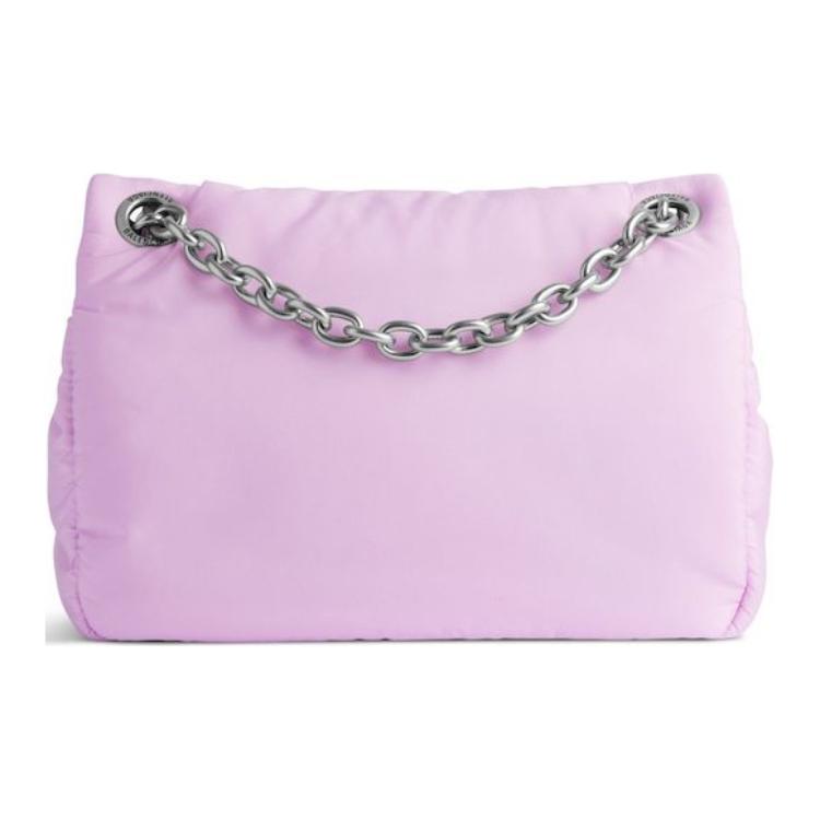 Balenciaga B Logo Metal Accessory Magnetic Flip Closure Nylon Mini Handbag Women handbags Lavender 7929772AA6J5324