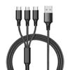 Nylon Braided Wire Phone Charger Cable Quick Charge Universal 3-In-1 Fast USB Charging Cable
