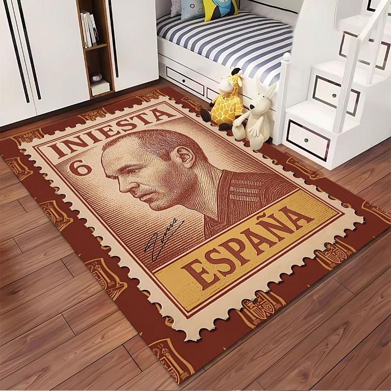 Spain Footballer Stamp Design suitable as a non-slip mat for the living room or bedroom sofa
