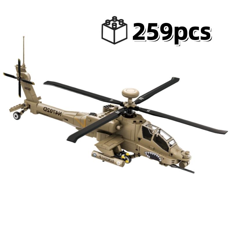 259 деталей Конструктор Вертолет AH-64 Apache США Военная Техника Армейский Штурмовик Модель Кирпичи Спецназ Подарок Домашнее Украшение