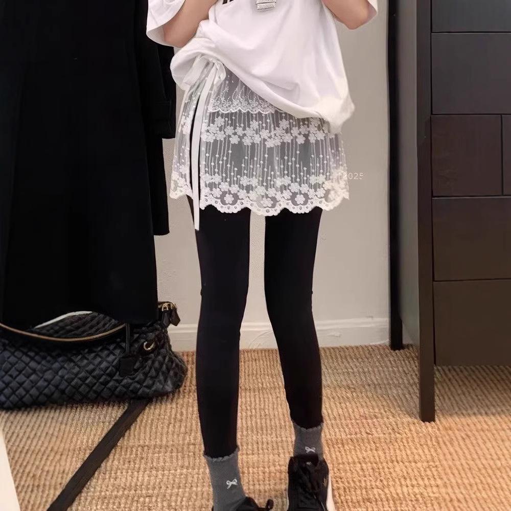 Белая кружевная миди-юбка-пеплум на завязках - Женский многослойный наряд для ранней весны