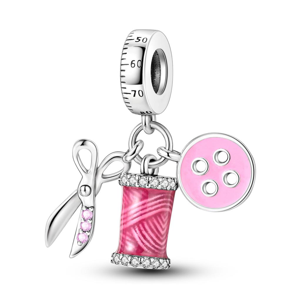 925 Silver Pink Ballet Shoes Ballet Set Charms Fit Original Charm Bead Pendent Dangle Bracelet DIY Women Jewelry Gift