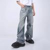 Vibe Style Graffiti Distressed Jeans Unisex Slim Wide Leg Streetwear Pants