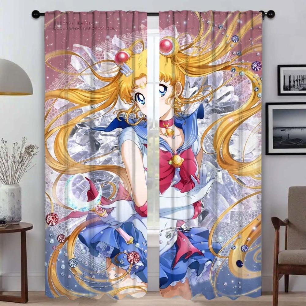 Шторы от комаров для гостиной Шторы Sailormoon Home Interior Шторы 2 шт Хэллоуин украшения Тюль для спальни
