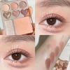 Pink Orange Eyeshadow Palette 8-Colors Facial Blusher Highlighters Brightening Lasting Heart-shaped Eye Shadow Make Up Cosmetics