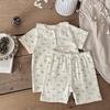 Летний хлопковый пижамный комплект А-класса для девочек с кружевом – Топ с коротким рукавом и шорты